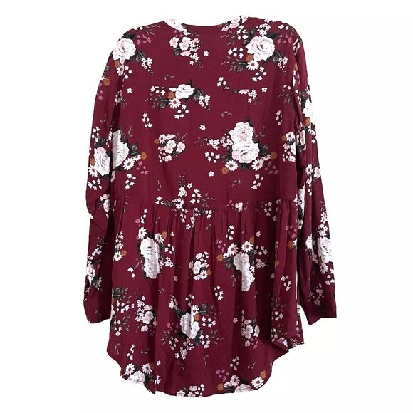 Torrid Dark Floral Emma Babydoll Challis Button Front Shirt Blouse Top 2X - Picture 3 of 10